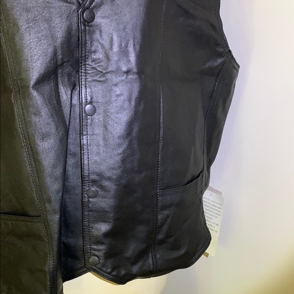LEATHER USA - Men's USA FLAG & EAGLE Black Leather Vest Sz 2XL  NWT - Picture 6 of 9